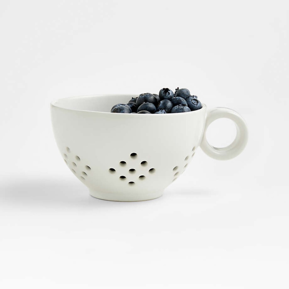Crate and Barrel Matte White Berry Colander Mug
